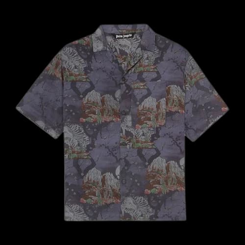 Palm Angels All Over Skull Bowling Shirt 'Black/Multicolor'