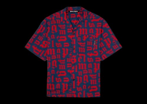 Palm Angels Monogram Bowling Shirt Blue/Red