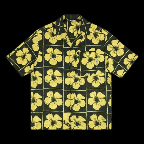 Palm Angels Floral Bowling Button Down Shirt 'Black/Yellow'