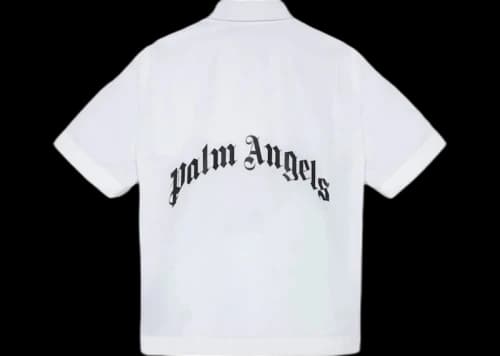 Palm Angels Curved Logo Bowling Shirt White