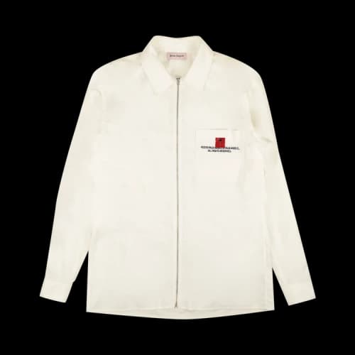 Palm Angels Zip Up Long-Sleeve Shirt 'White'