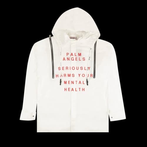 Palm Angels Cotton Printed Hooded Shirt 'White'