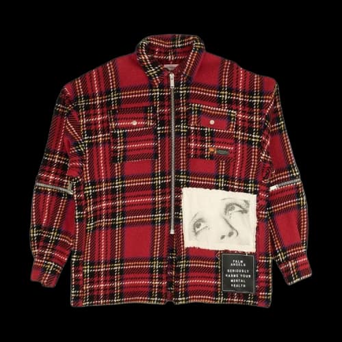 Palm Angels Check Logo Overshirt Button Down Shirt 'Red'