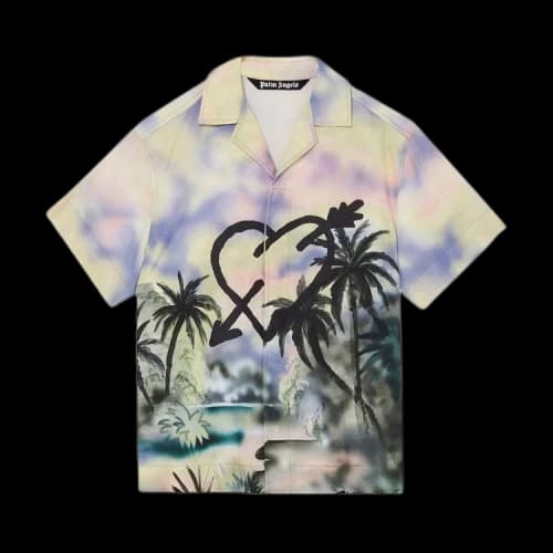 Palm Angels Paradise Heart Bowling Shirt Multicolor