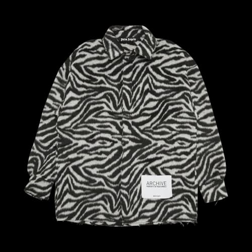 Palm Angels Furry Zebra Overshirt 'Black'