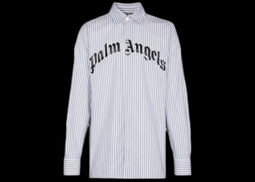 Palm Angels x Browns 50 Striped Logo Print Shirt White/Blue
