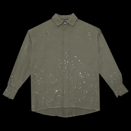 Palm Angels Organic Loose Shirt 'Military/White'