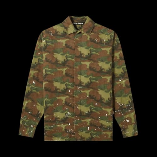 Palm Angels Logo Print Long-Sleeve Shirt 'Camouflage'