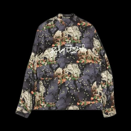 Palm Angels Skull Mandarin Button Down Shirt 'Purple'