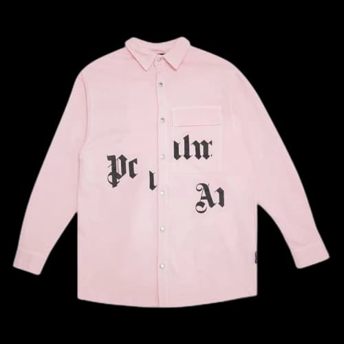 Palm Angels Broken Logo Button Down Shirt 'Pink/Black'
