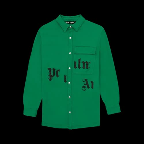 Palm Angels Broken Logo Button Down Shirt 'Green/Black'