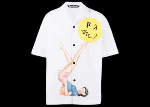 Palm Angels Pin Up Bowling Shirt White