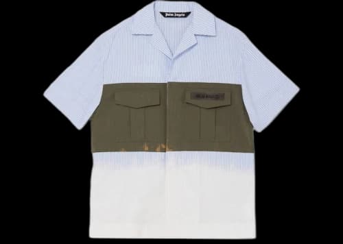 Palm Angels Military Bowling Shirt Blue