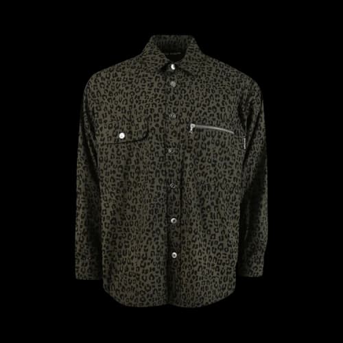 Palm Angels Leopard Camo Curved Logo Shirt 'Black/White'