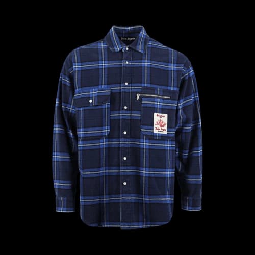 Palm Angels Coral Embroidery Overshirt 'Blue/Red'