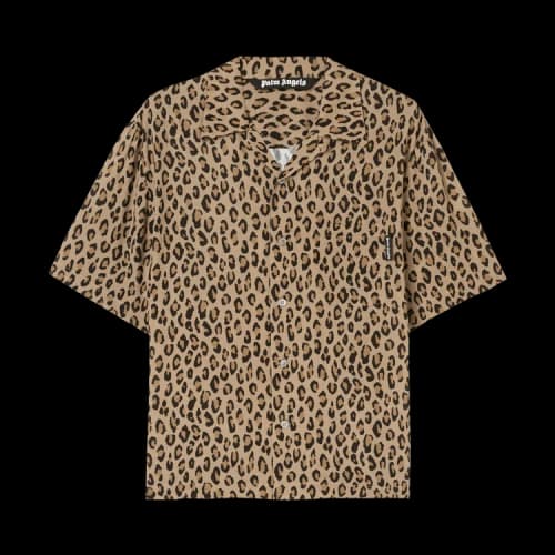 Palm Angels Leopard Print Bowling Shirt 'Nuts/Butter'