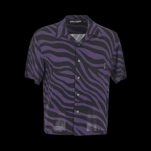 Palm Angels Zebra Print Bowling Shirt 'Purple/Black'