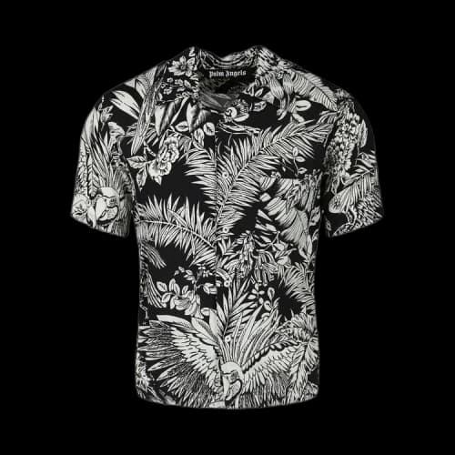 Palm Angels Jungle Parrots Bowling Shirt 'Black/White'