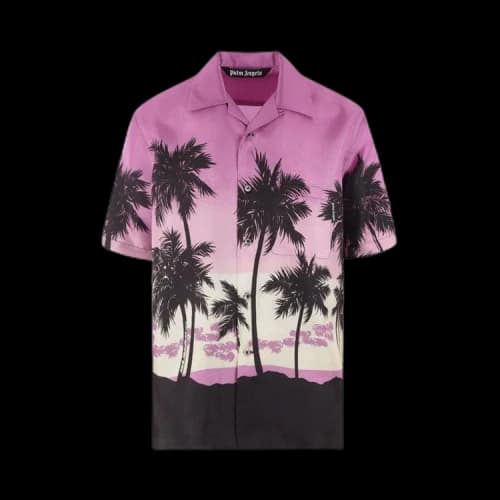 Palm Angels Palm Tree Print Silk Shirt 'Purple/Black'