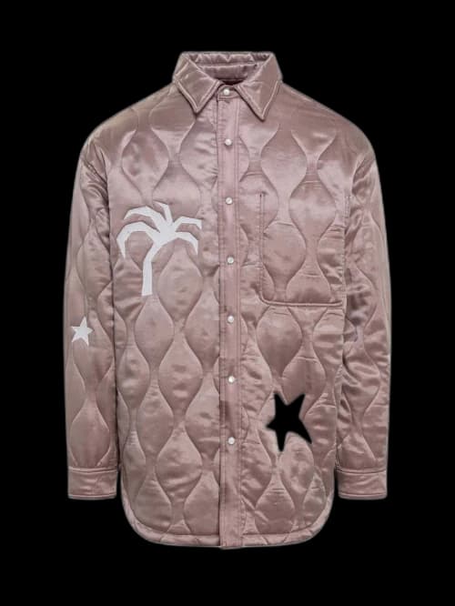 Palm Angels Life Is A Palm Quilted Overshirt Beige