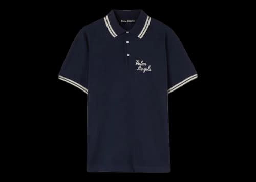 Palm Angels Embroidered Palm Angels Polo Indaco/White