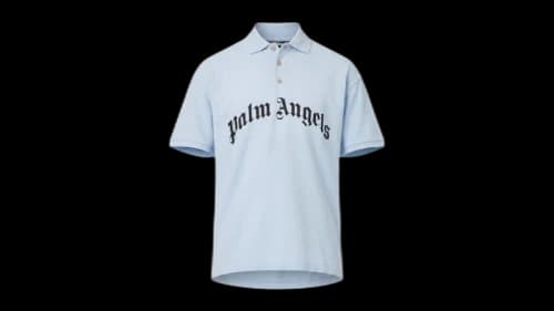 Palm Angels Curved Logo S/S Polo Baby Blue
