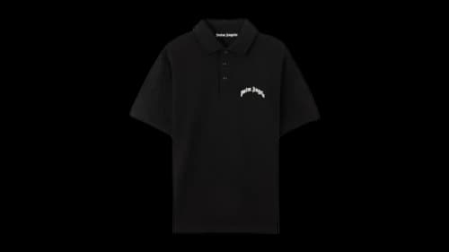 Palm Angels Back Curved Logo S/S Polo Black