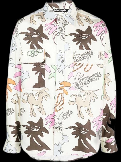 Palm Angels Palmity Allover Logo Overshirt Multicolor