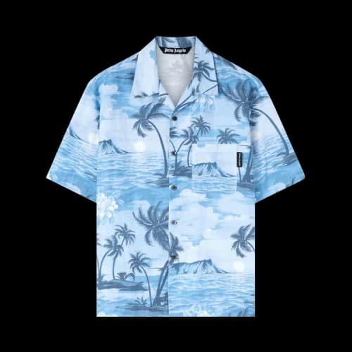 Palm Angels Sunset Bowling Shirt Long-Sleeve 'Indigo Blue'
