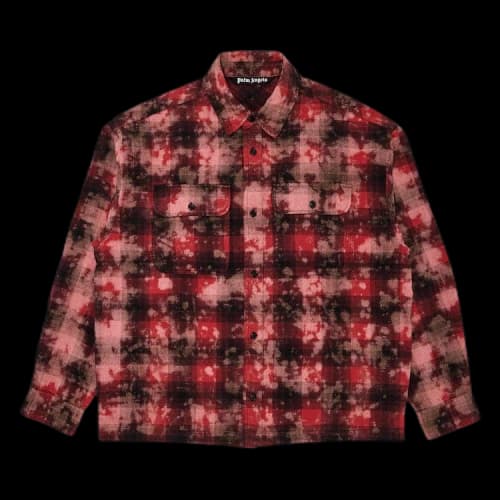 Palm Angels Curved Logo Check Shirt 'Red/Off White'