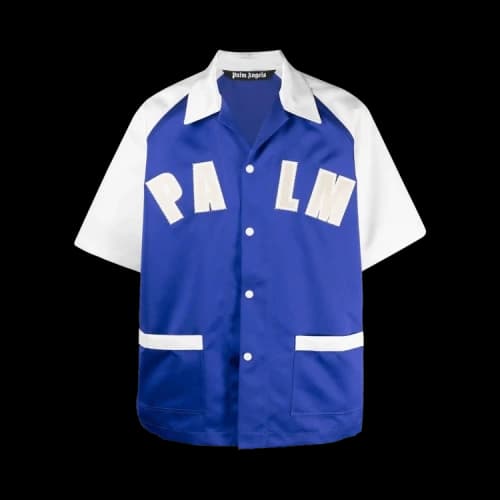 Palm Angels Palm Baseball Bowling Shirt 'Blue/White'