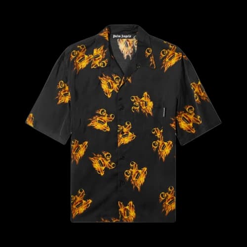 Palm Angels Burning Monogram Shirt Black/Gold