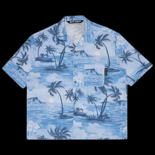 Palm Angels Sunset Bowling Shirt 'Indigo Blue'