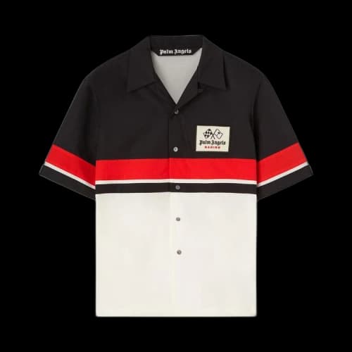 Palm Angels x Haas MoneyGram Racing Bowling Shirt 'Black/White/Red'