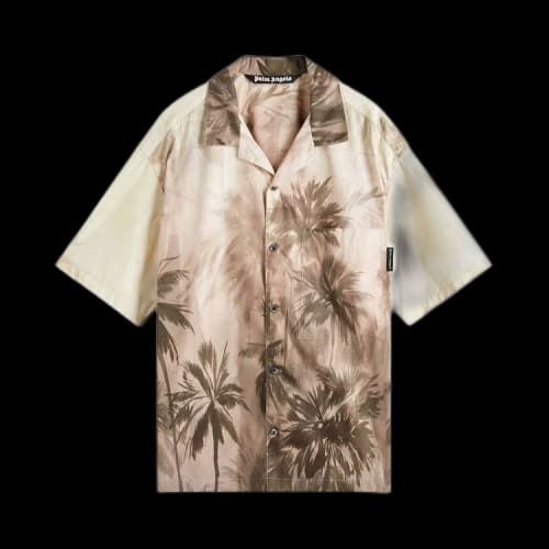 Palm Angels Sunset Palms Bowling Shirt 'Beige'