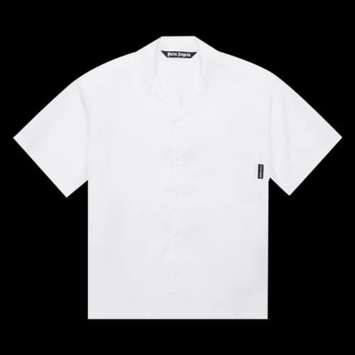Palm Angels Curved Logo Short-Sleeve Shirt 'White'