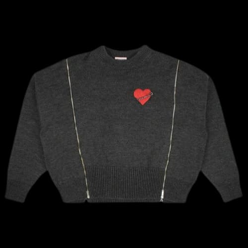 Palm Angels Pin My Heart Zip Detail Sweatshirt 'Grey'