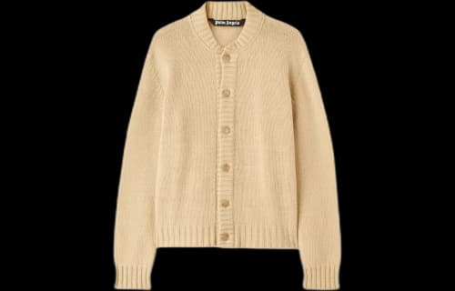 Palm Angels Curved Logo Cardigan Beige
