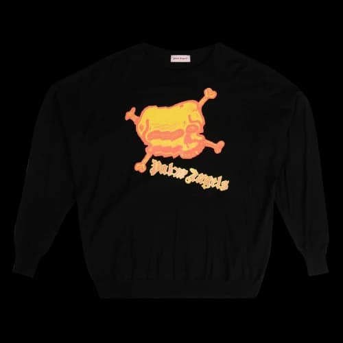 Palm Angels Wool Melted Skull Print Sweater 'Black'