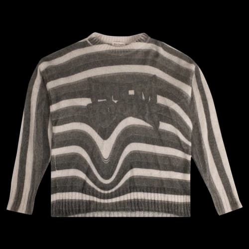 Palm Angels Mohair Melting Stripes Crewneck Sweater 'Grey'