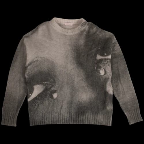 Palm Angels Mohair Big Eyes Crewneck Sweater 'Grey'