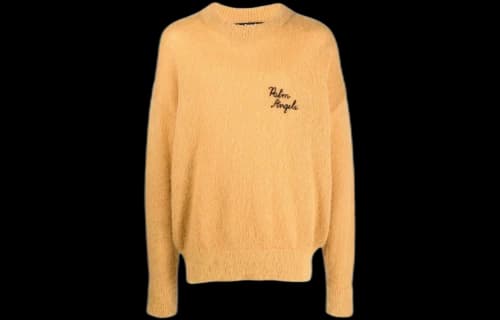 Palm Angels Back Palm Mohair Knit Sweater Beige/Yellow