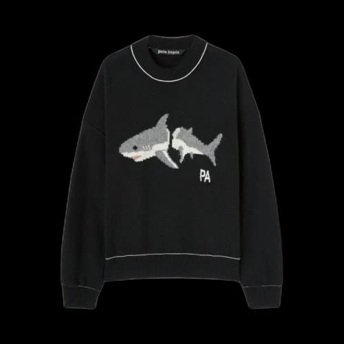 Palm Angels Shark Wool Knit Sweater Black/Light Grey