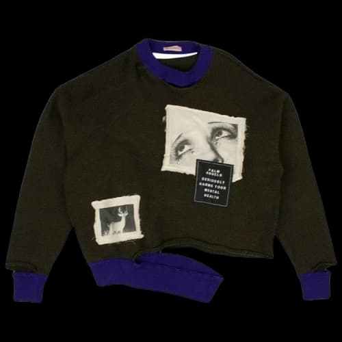 Palm Angels Patch Detail Distressed Sweater 'Green'