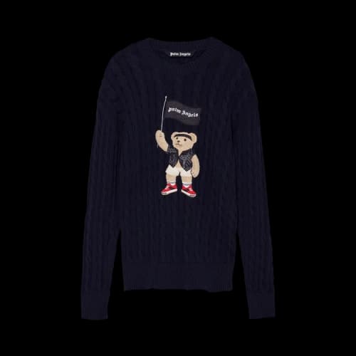PALM ANGELS Pirate Bear Cable Knit Sweater