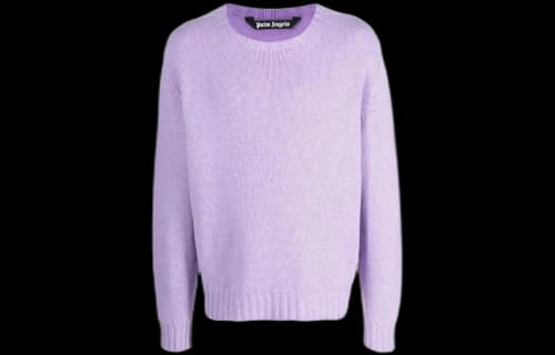 Palm Angels Curved Logo Wool Sweater Purple