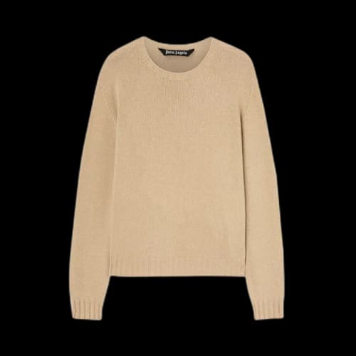 Palm Angels Curved Logo Sweater Beige/White