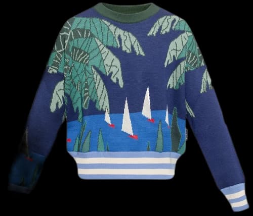 Palm Angels Intarsia Crew Neck Sweatshirt Blue/Green