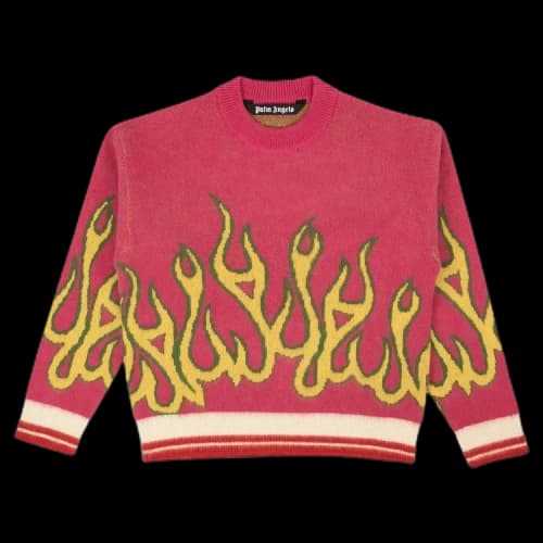 Palm Angels Burning Wool Knit Sweater Fuchsia/Multi