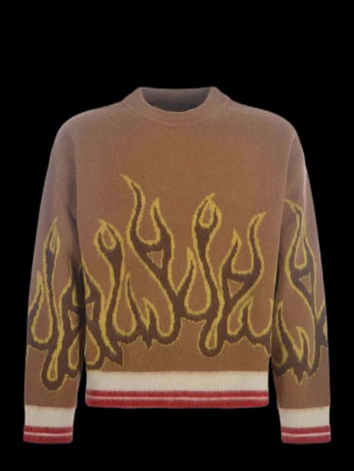 Palm Angels Flames Knitwear Brown/Beige
